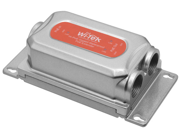 Extensor PoE Wi-Tek para exterior, Entrada PoE de 90W y 2 salidas PoE de 60W y 30W, Protección IP68.