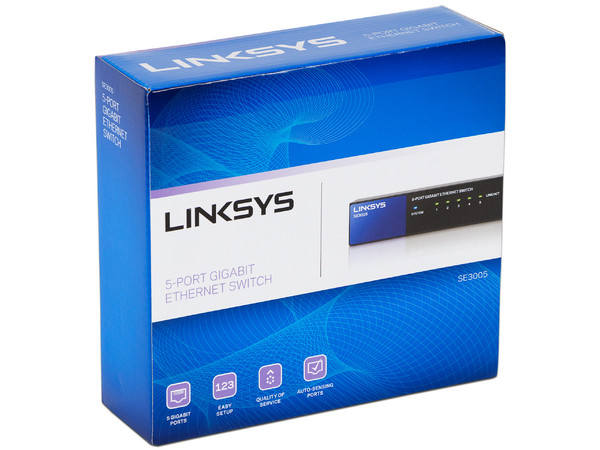 Switch Gigabit LINKSYS SE3005 de 5 puertos 10/100/1000 Mbps.