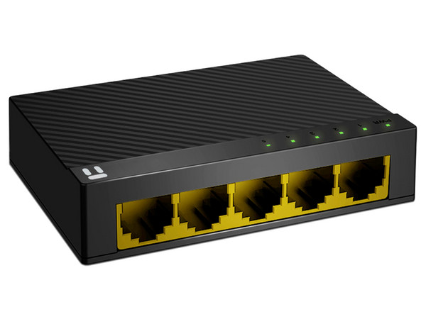 Switch NETIS de 5 puertos RJ-45 10/100/1000 Mbps.