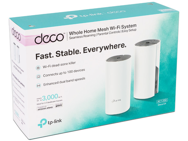 Sistema Wi-Fi en Malla TP-Link DECO E4 de Doble banda 2.4GHz y 5GHz, Wireless AC (Wi-Fi 5), hasta 1167 Mbps. (2 Piezas)