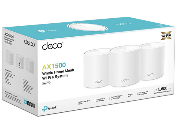 Sistema de Wi-Fi en Malla TP-Link Deco X10, de Doble banda, Wireless AX (Wi-Fi 6), hasta 1500Mbps, Color Blanco, Paquete con 3 Piezas.