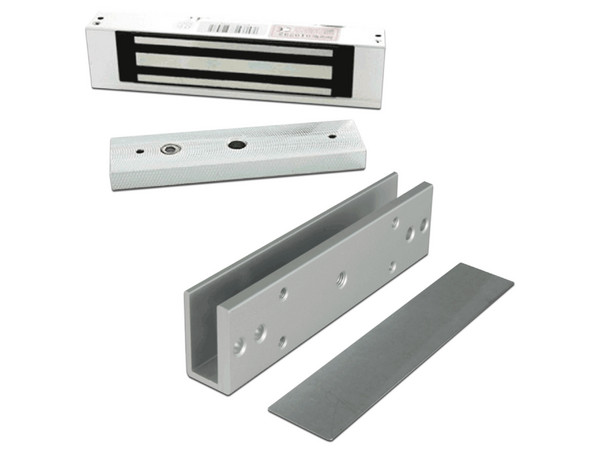 Paquete de cerradura magnética ZKTeco LMB1805SU de 120 Kg, Incluye soporte de fijación U para puertas de cristal sin marco.