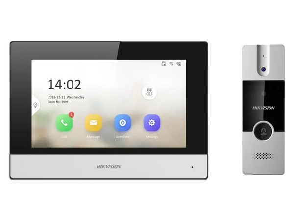 Kit de Videoportero Hikvision DS-KIS302-P, Incluye Monitor Multi-Touch de 7