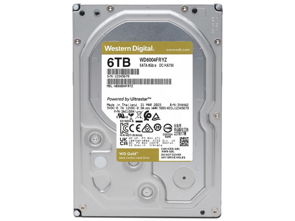 Disco Duro Para Servidor Western Digital WD Gold de 6TB, Caché 256MB, 7200 RPM, SATA III (6.0 Gb/s).