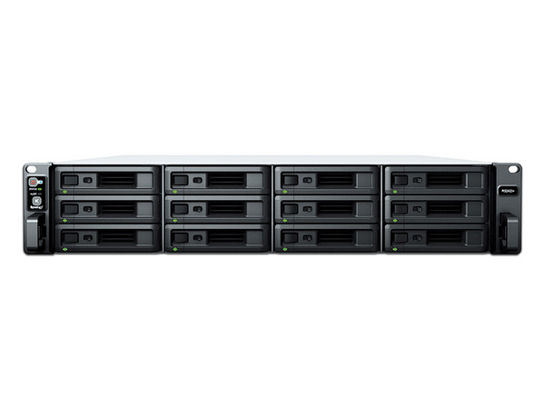 Servidor NAS Synology RS2423PLUS de 12 Bahías: Procesador AMD Ryzen V1780B 4-core (hasta 3.6 GHz), Memoria de 8GB, Expandible a 24 bahías, No Incluye Discos Duros.