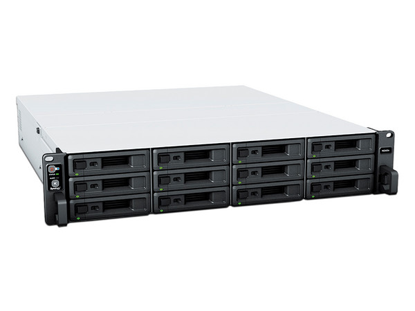 Servidor NAS Synology RS2423PLUS de 12 Bahías: Procesador AMD Ryzen V1780B 4-core (hasta 3.6 GHz), Memoria de 8GB, Expandible a 24 bahías, No Incluye Discos Duros.