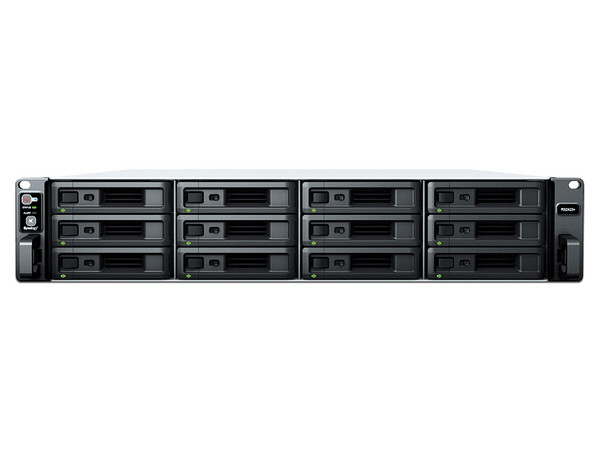 Servidor NAS Synology RS2423RPPLUS de 12 Bahías: Procesador AMD Ryzen V1780B 4-core (hasta 3.6 GHz), Memoria de 8GB, Expandible a 24 bahías, No Incluye Discos Duros.