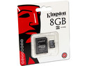 Memoria Kingston microSDHC de 8 GB, Clase 4, incluye adaptador SD.