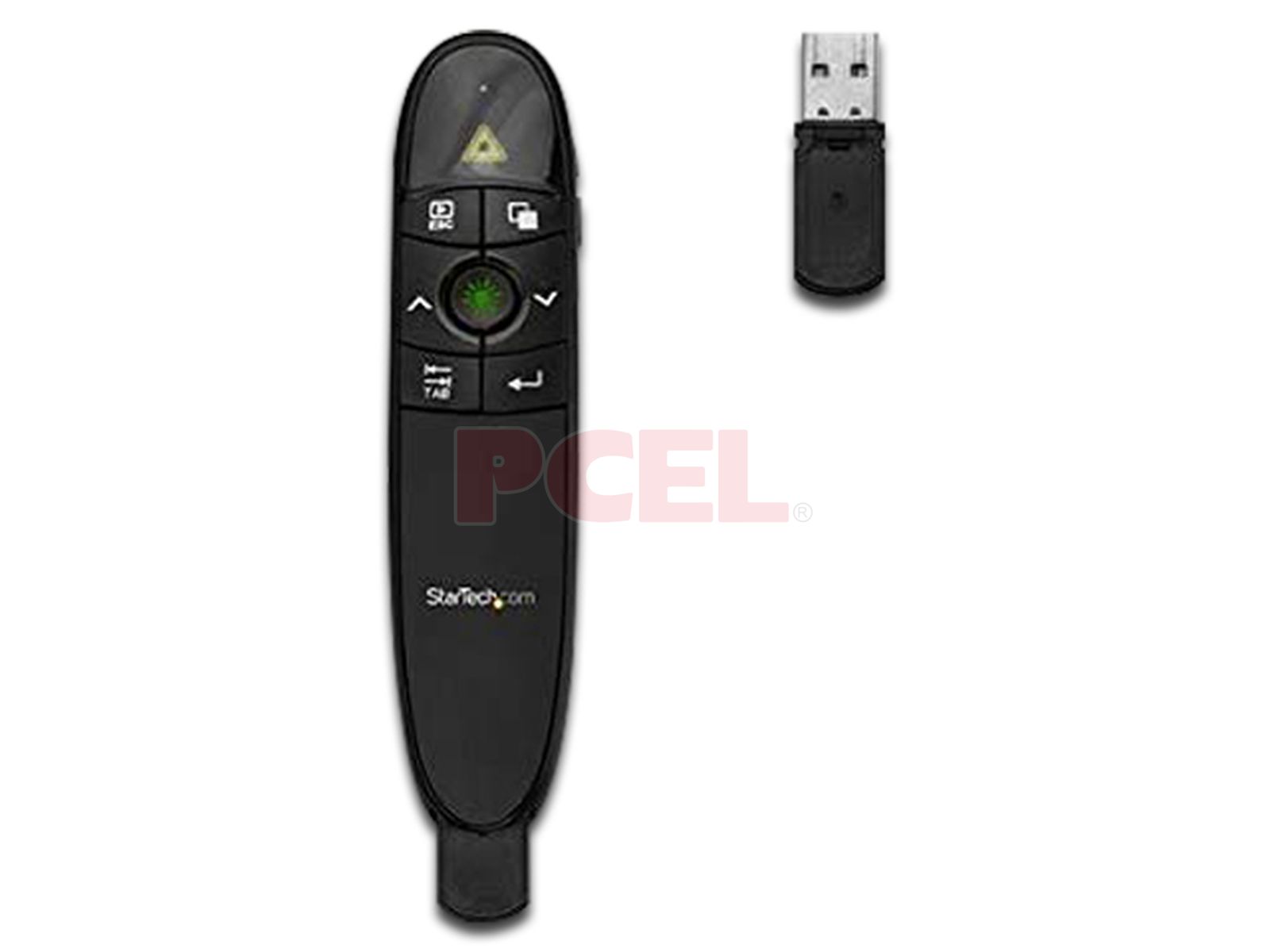 Presentador Inalámbrico StarTech PRESREMOTEG con puntero Láser Verde, hasta  27m. Color Negro.