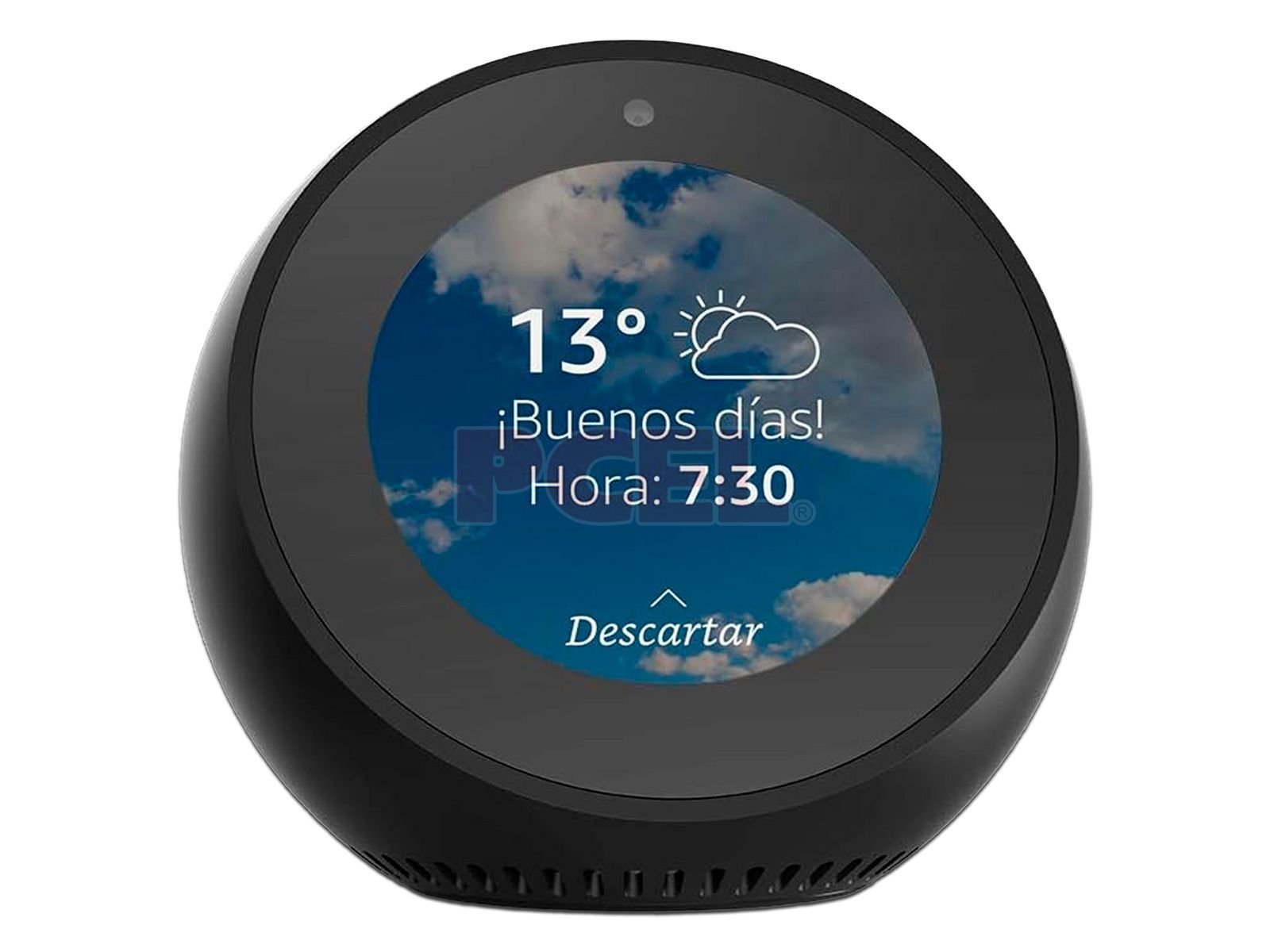 Bocina y Reloj Inteligente  Echo Spot, Pantalla de 6.35mm, Wi-Fi 5,  Bluetooth, Compatible con Alexa. Color Negro.