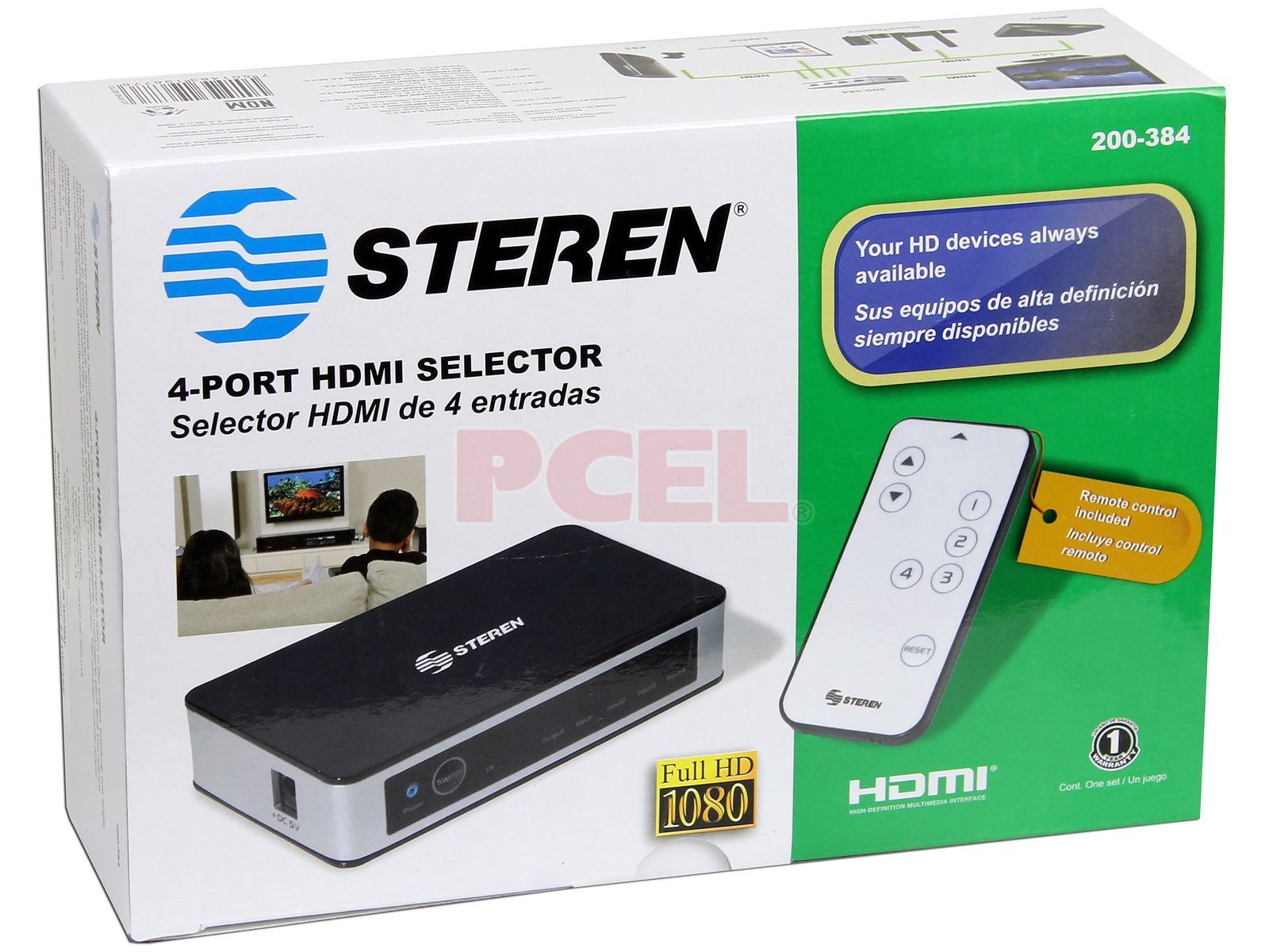 Selector HDMI de 4 entradas con control remoto Steren T