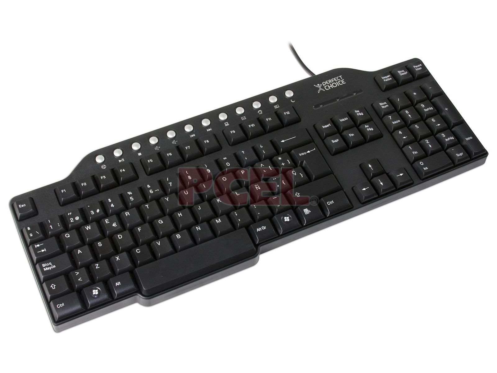 Teclado Perfect Choice Multimedia Trust USB. Color Negro