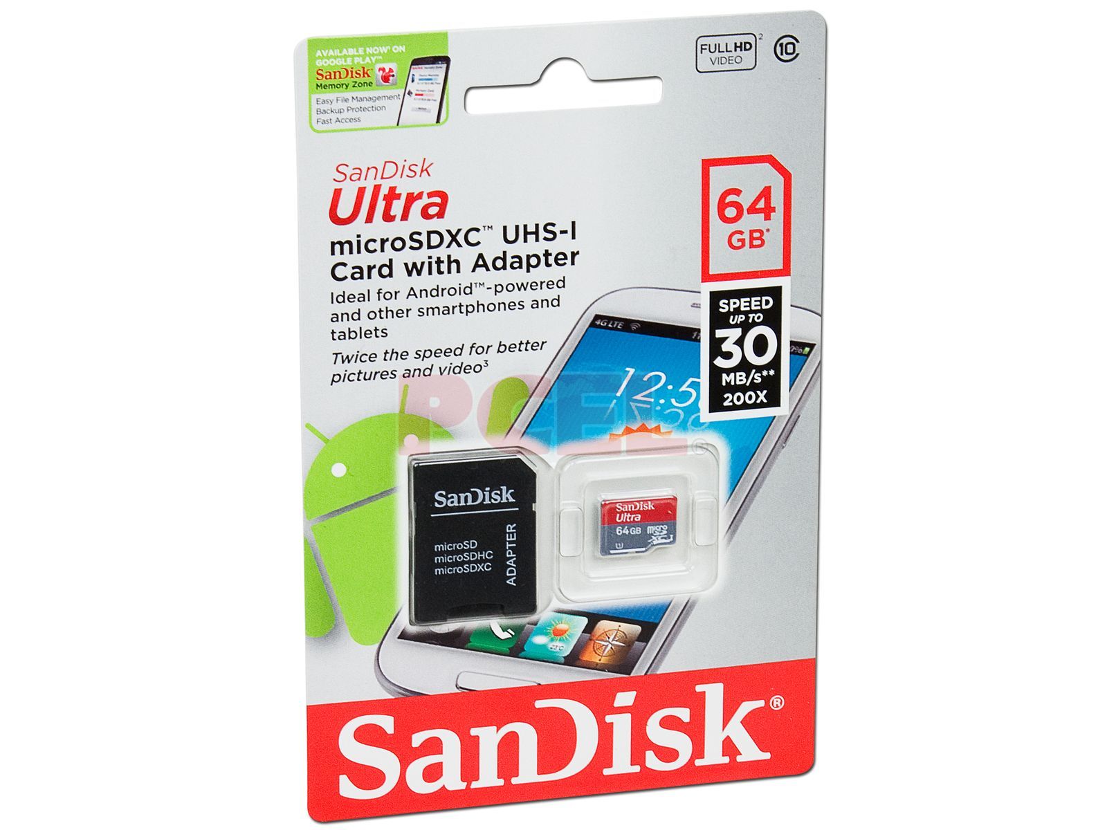 Amedrentador Hong Kong muy agradable Memoria Sandisk Ultra MicroSD XC de 64 GB, Clase 10, incluye adaptador SD.