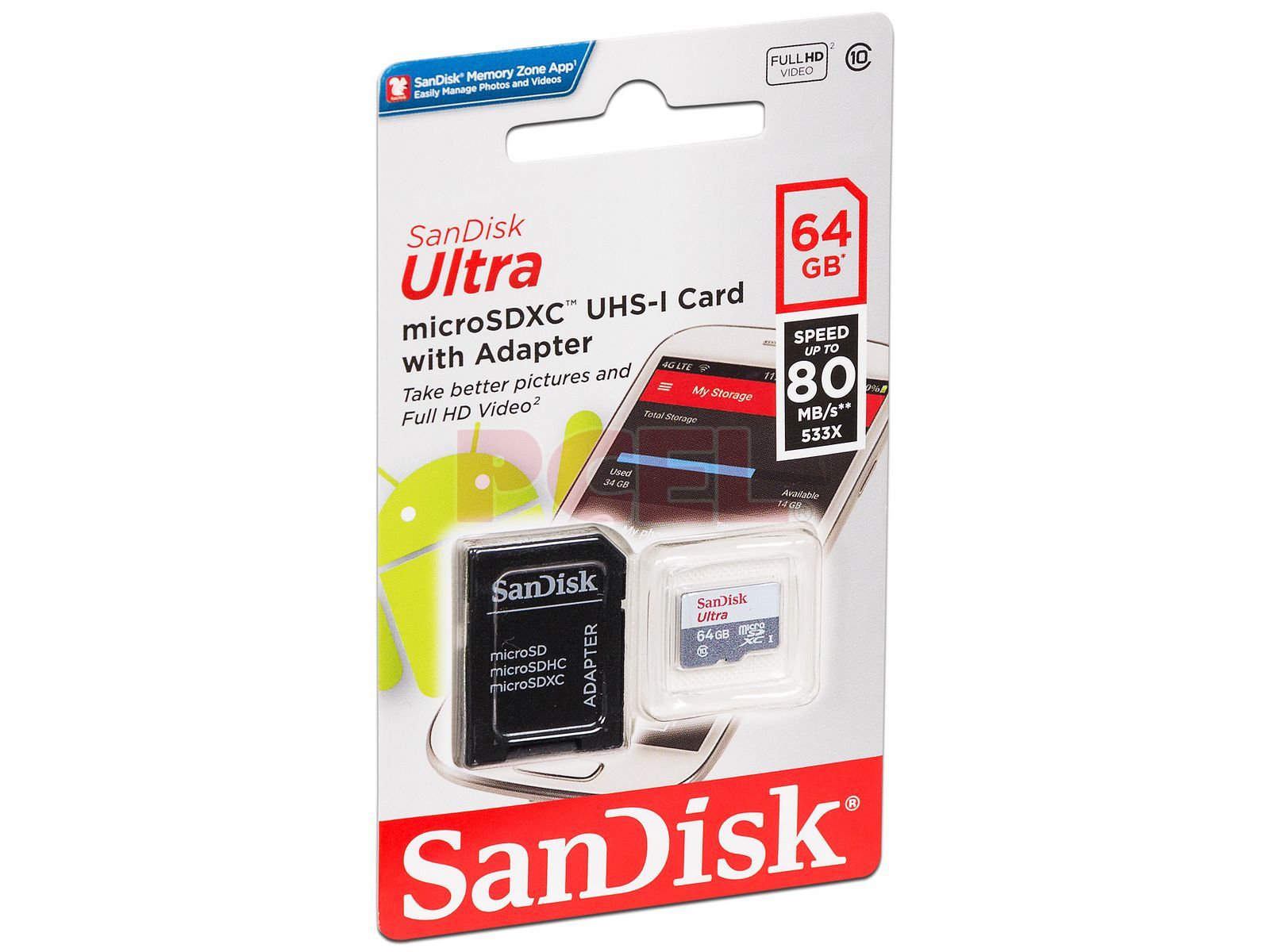 SanDisk Ultra Tarjeta de Memoria Micro SD SDHC Clase 10 48 MB 8 GB W/Adaptador 