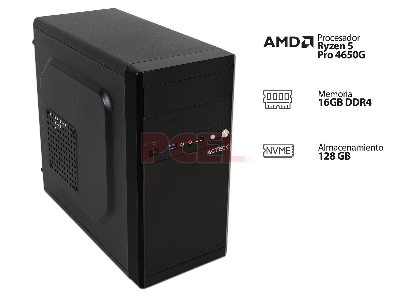 PC de Escritorio PCEL VIII BLACK Procesador AMD Ryzen 5 Pro 4650G