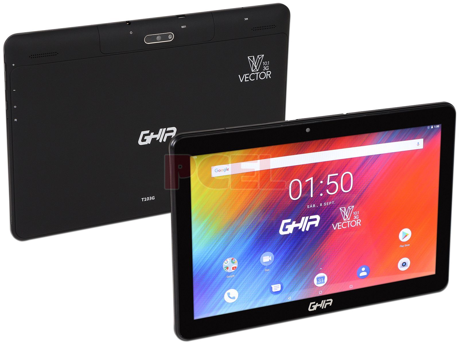 Tablet GHIA VECTOR 10.1 (T103G): Red Inalámbrica 3G, Procesador Mediatek  MTK8321 (Hasta 1.3GHz), Memoria RAM de 2GB, Almacenamiento 16GB, Soporta  Micro SD, Pantalla de 10.1