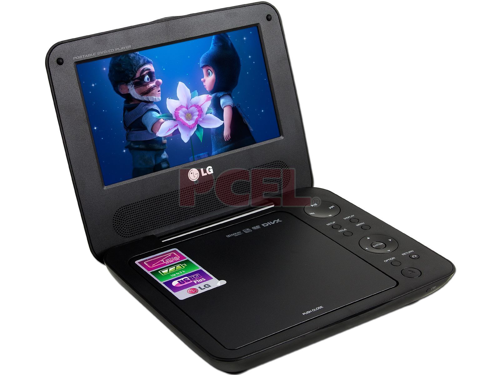 DVD Portátil LG con pantalla 7", Reproduce DiVX, USB.