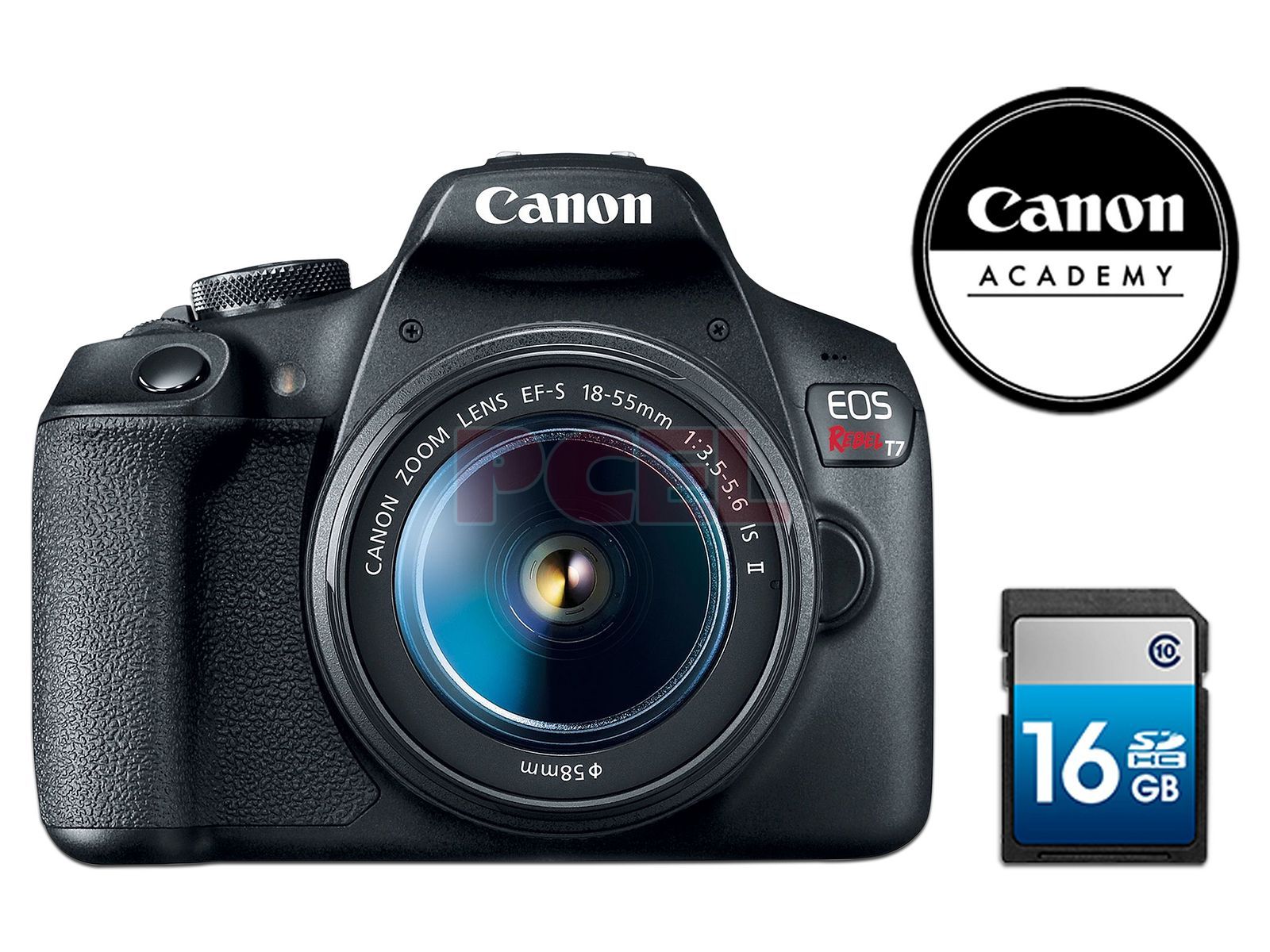 Cámara Fotográfica Digital Canon Rebel T7 EF-S 18-55mm, MP, Video Full HD, Wi-Fi. Incluye lente 18-55 mm, curso online de la foto y SD 16 GB.