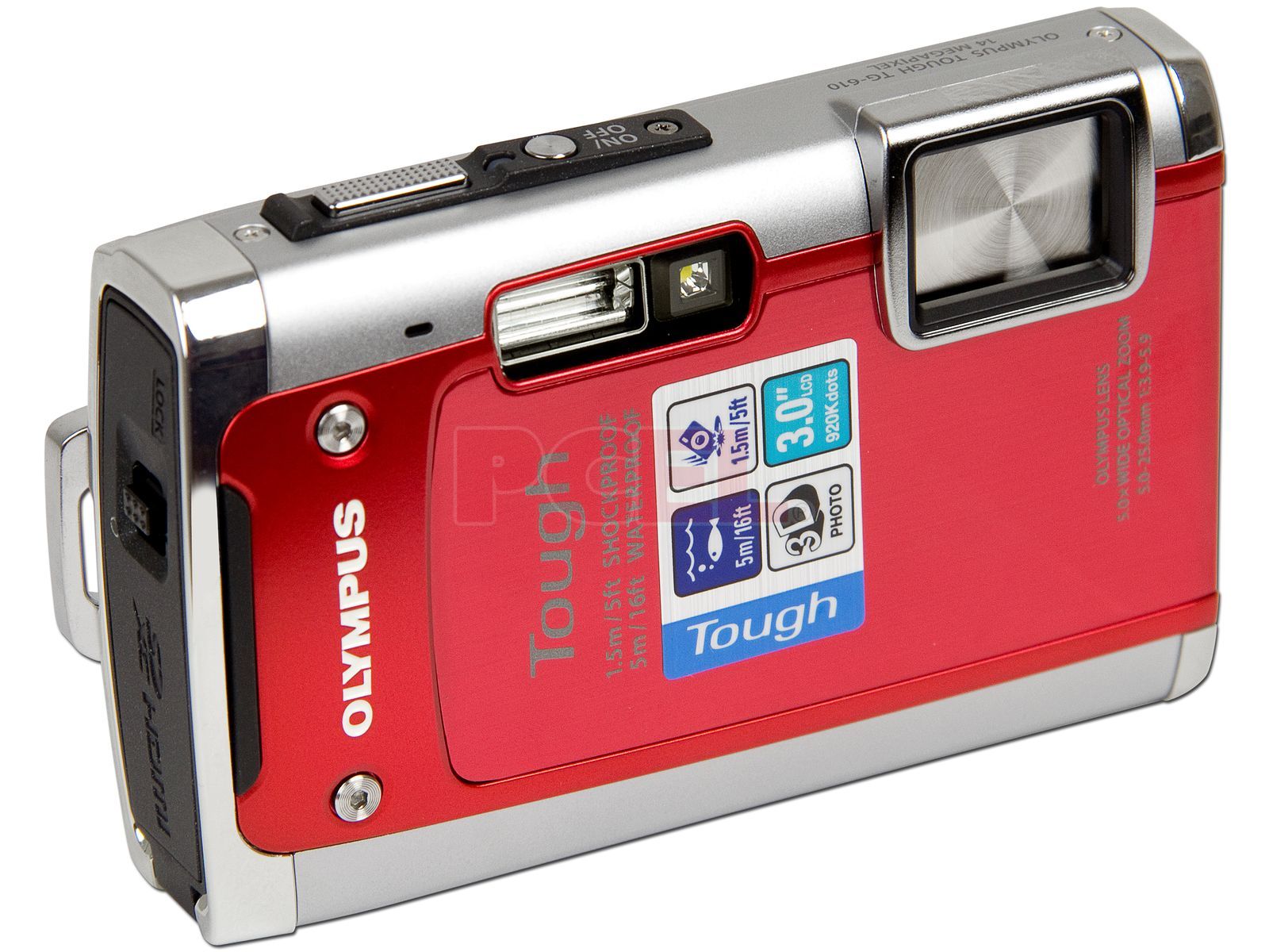 Fotográfica Digital Olympus Tough TG-610 de 14MP, Zoom Óptico 5x, HD 720p, Fotos 3D, resistente al agua hasta golpes y al frío. Color Roja