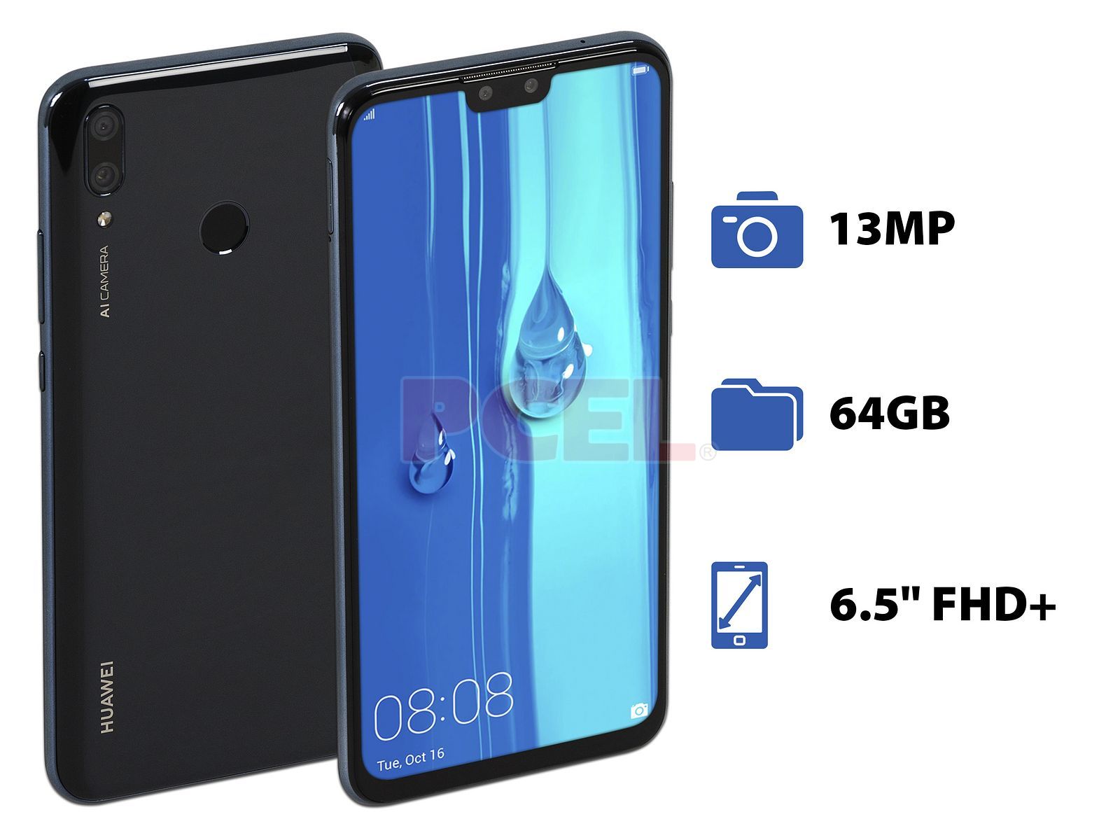Smartphone Huawei Y9(2019): Procesador Kirin 710 Octa-core (hasta   GHz), Memoria RAM de 3GB, Almacenamiento de 64GB, Pantalla LED Multi Touch  de 