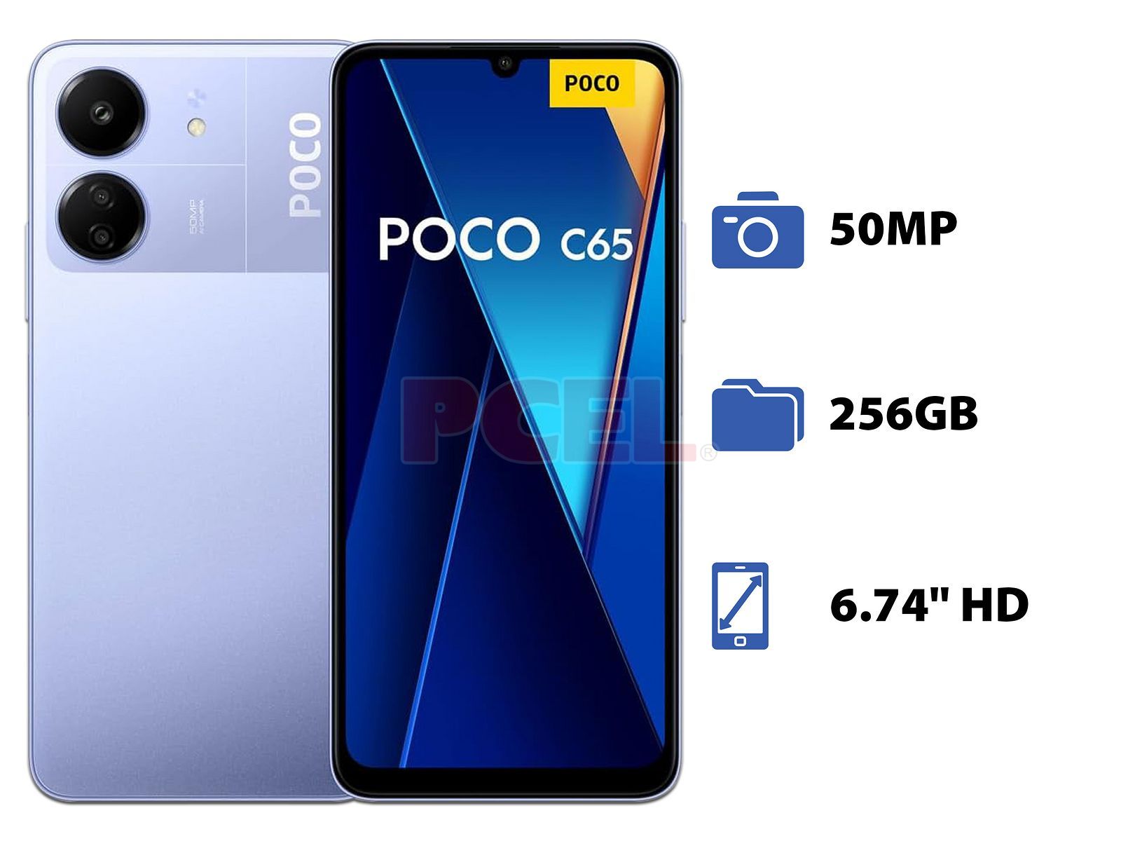Smartphone Xiaomi POCO C65: Procesador MediaTek Helio G85 (hasta 2.0 GHz),  Memoria de 8GB, Almacenamiento de 256GB, Pantalla LED Multi-Touch de 6.74  HD, Bluetooth, Wi-Fi, Cámara Principal de 50MP, Android 13. Color