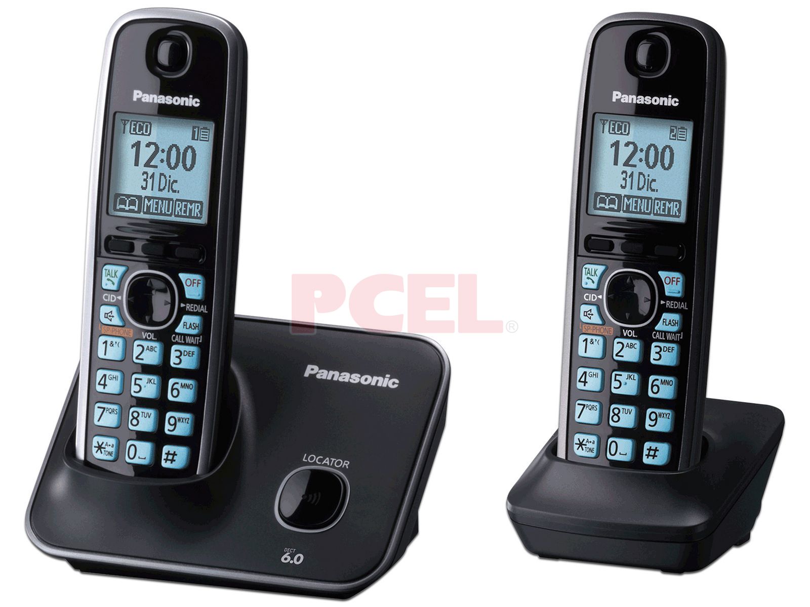 Teléfono Inalámbrico Panasonic KX-TG4112MEB Tecnología DECT 6.0 Digital,  Altavoz en base, LCD, Identificador de llamadas e iluminación color azul.
