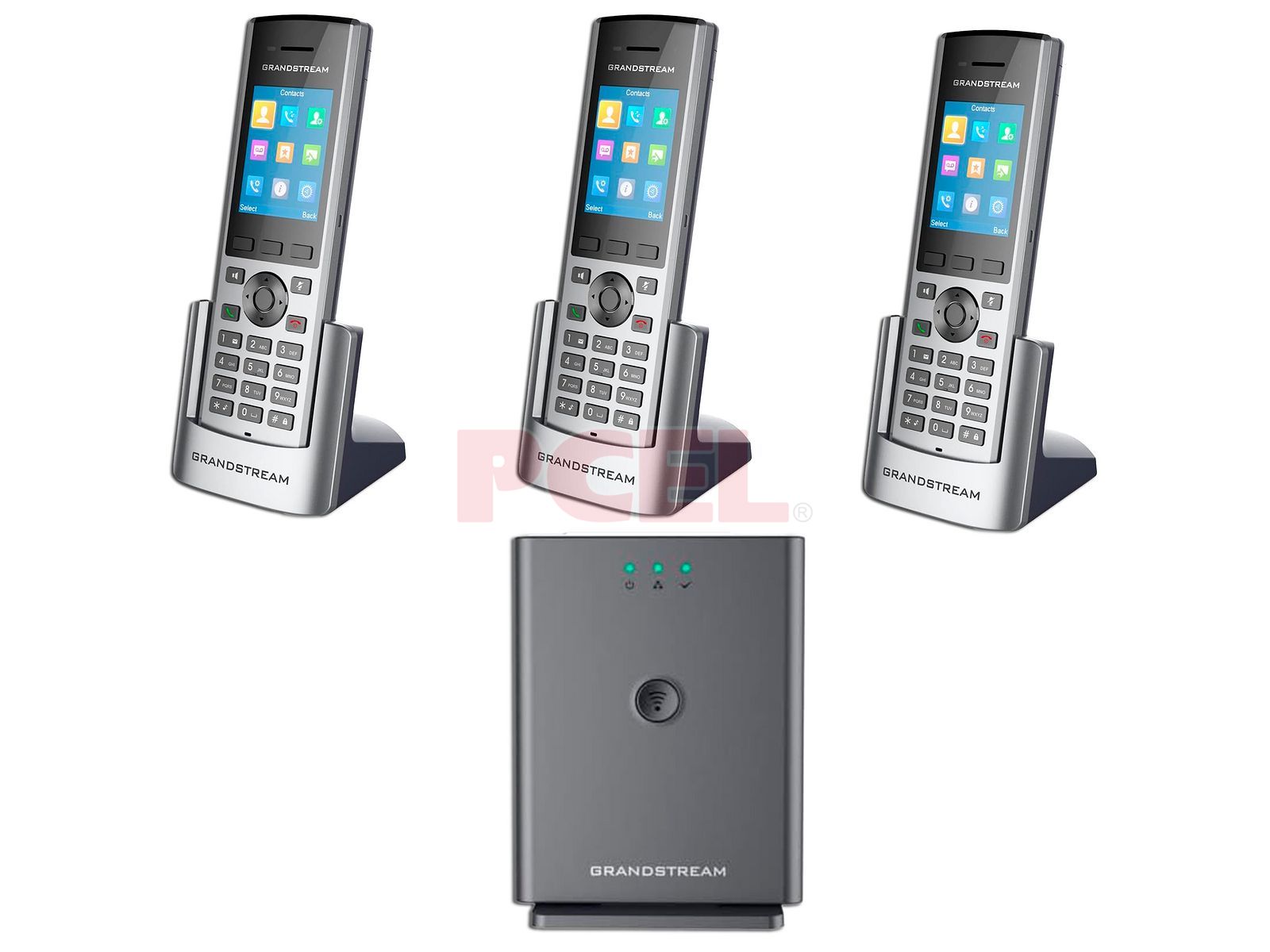 Kit de 3 Teléfonos IP Grandstream DP730 de 10 Cuentas SIP, Pantalla LCD de  2.4 y 1 Repetidor DETECT Grandstream DP752 para base Telefónica.