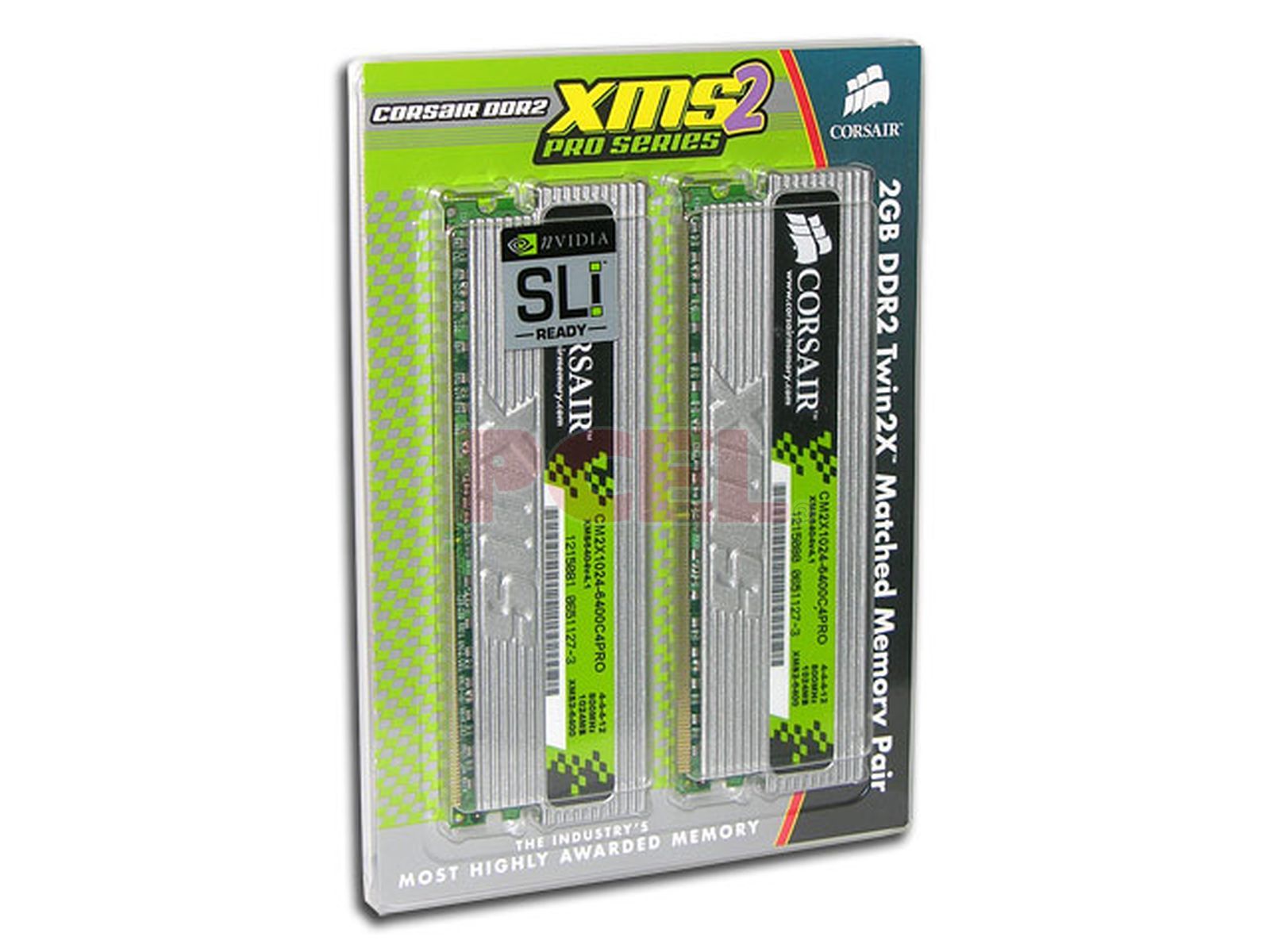 Barrette Mémoire Corsair XMS2 1Go DDR2-675 PC2-5400 - Lot De 2, Occasion En Bon état, Garantie à Vie