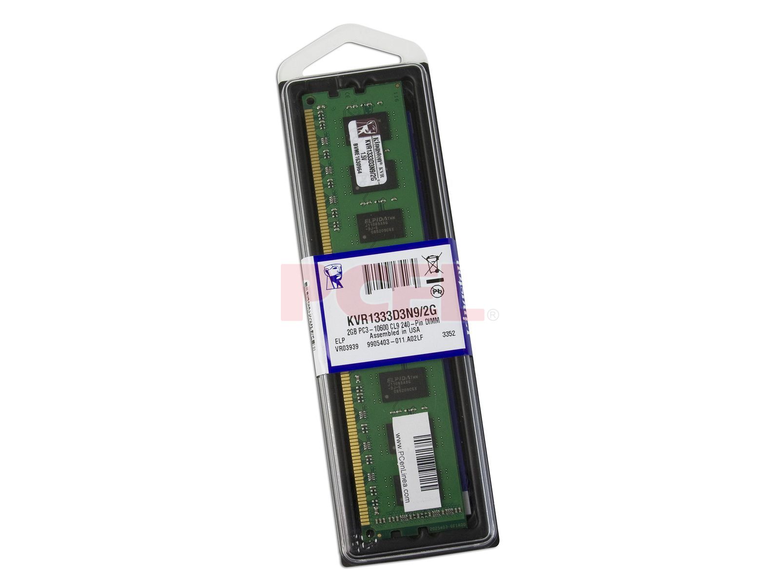Ram Barrette Mémoire KINGSTON 2Go DDR3 PC3-10600U KVR1333D3N9/2G