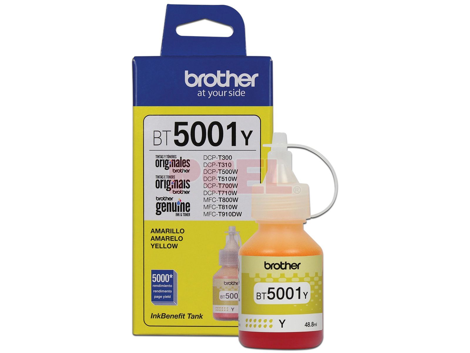 Botella de Tinta Brother, color Amarillo, Modelo: BT-5001Y, Alto  Rendimiento.