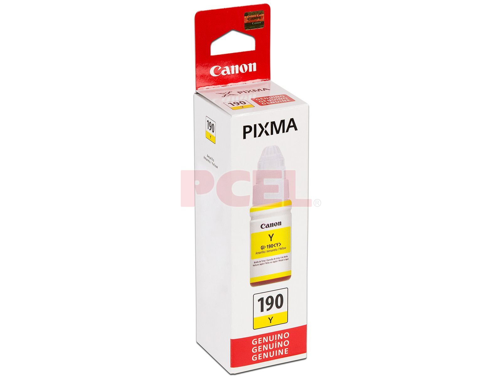 Botella de Tinta Amarilla Canon GI-190 Y, Modelo: 0670C001AB.