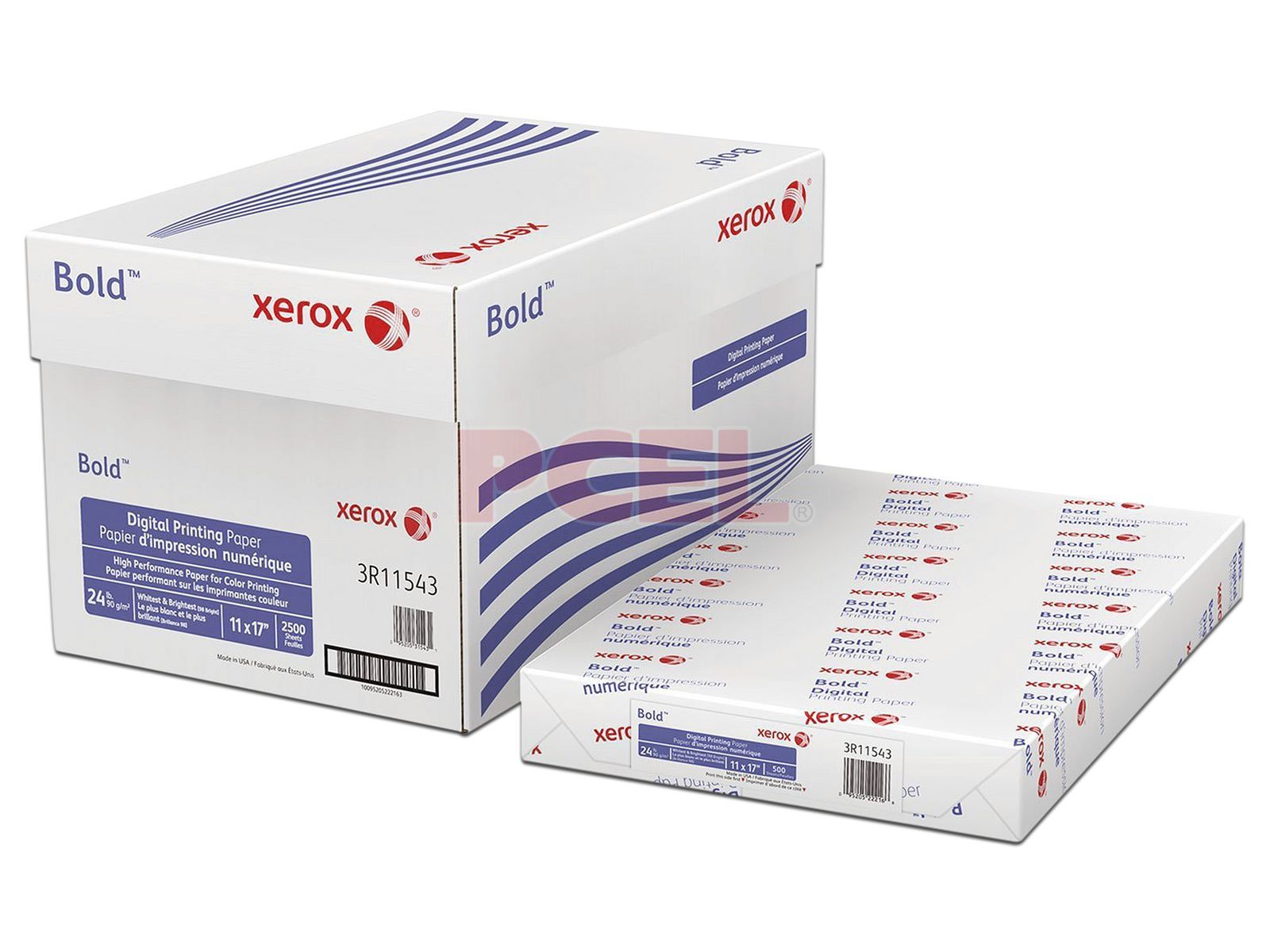 Papel bond Xerox, con 500 hojas tamaño doble carta, 5 piezas.