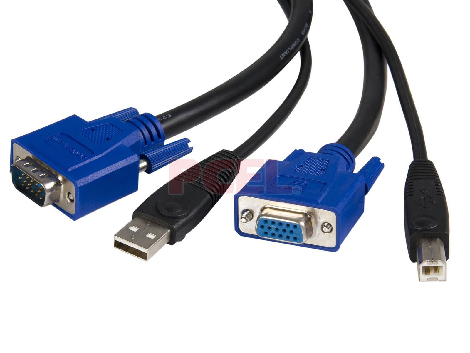Temeridad sentido Presa Cable KVM de 1.8m Todo en Uno VGA USB A USB B HD15 - 6ft Pies 2 en 1