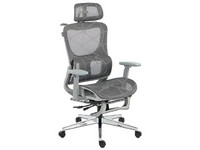 Silla para oficina Ejecutiva ACTECK Flux Ultra EC696HR, Respaldo de Malla, Reposabrazos y Reposapiés Ajustables, Color Gris.