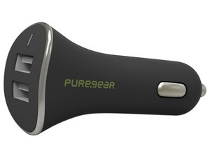 Cargador de auto PureGear 60715PG de dos puertos USB, 24W/4.8A. Color Negro