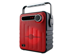 Bocina portátil recargable Vorago BSP-200, Bluetooth, 3.5mm. Color Rojo.