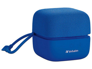 Bocina inalámbrica Verbatim Cube 70226, Micrófono, Bluetooth, Ranura MicroSD. Color Azul.