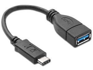Adaptador de USB Tipo-C a USB Tipo-A (M-H). Color Negra.