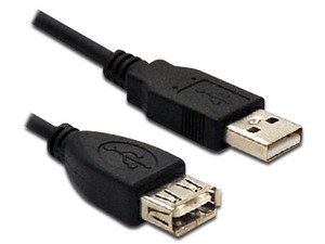 Cable Extensión USB 2.0 Brobotix (macho a hembra) de 1.8 metros, color negro.