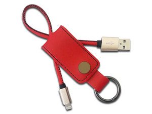 Cable USB 2.0 a Lightning Brobotix de 25 cm, tipo llavero, color rojo.