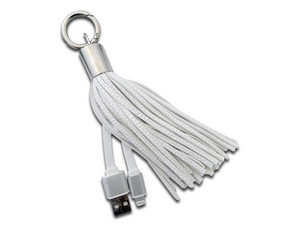 Cable USB 2.0 a Lightning Brobotix de 20 cm, tipo llavero, color blanco.