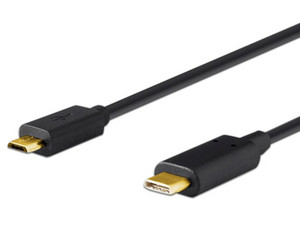Cable USB BRobotix Tipo-C a Micro USB (M-M), .9m. Color Negro.