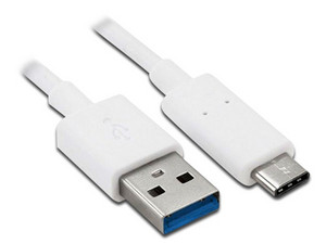 Cable Brobotix de USB 3.0 a USB-C de 3 metros, color blanco.