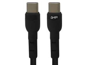 Cable de datos GHIA GAC-203N de USB Tipo C (macho) a USB Tipo C (macho) de 1m. Color Negro.
