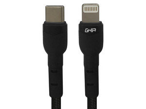 Cable de datos GHIA GAC-204N de USB Tipo C (macho) a Lightning (macho) de 1m. Color Negro.