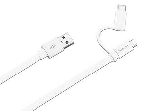 Cable USB Huawei, Longitud 1.5 m, Conector USB-C y Mico USB a USB-A (M-M). Color Blanco.