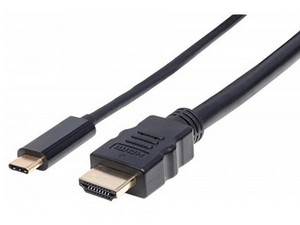 Cable adaptador convertidor Manhattan de USB-C tipo A (macho) a HDMI (macho). Color negro.