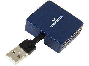 Micro Hub USB Manhattan de 4 Puertos (Convierte 1 puerto USB en 4).