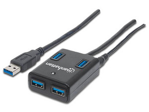 Hub USB 3.0 Manhattan 162302 de 4 puertos con adaptador de energía