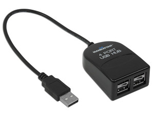 Mini Hub USB 1.1 Manhattan de 4 Puertos (Convierte 1 puerto USB en 4).             